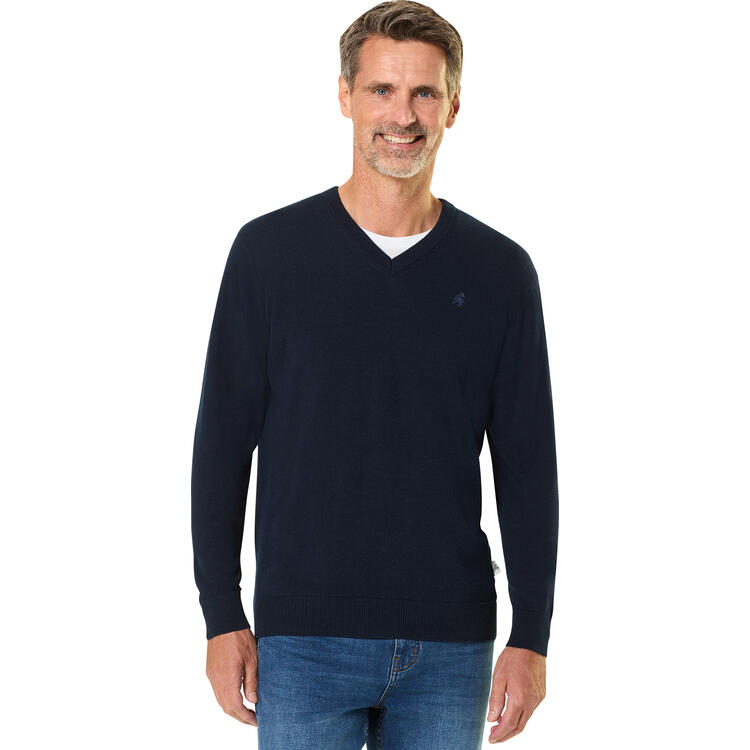 Auf diesem Bild sehen Sie Jacques Britt Herren Pullover mit V-Ausschnitt in der Farbe marine