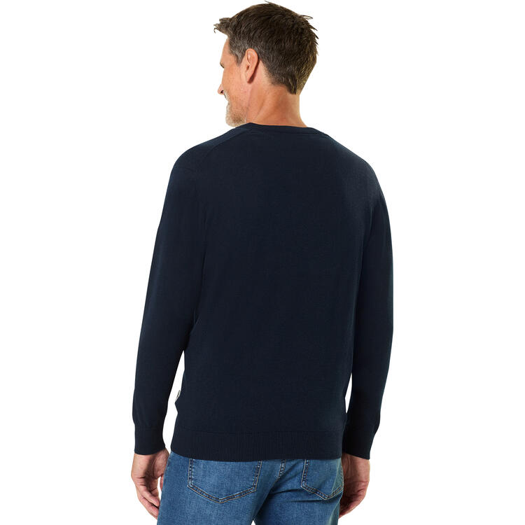Auf diesem Bild sehen Sie Jacques Britt Herren Pullover mit V-Ausschnitt in der Farbe marine