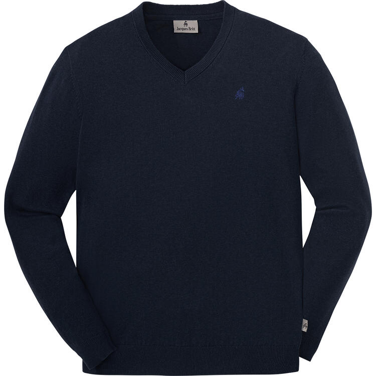 Auf diesem Bild sehen Sie Jacques Britt Herren Pullover mit V-Ausschnitt in der Farbe marine