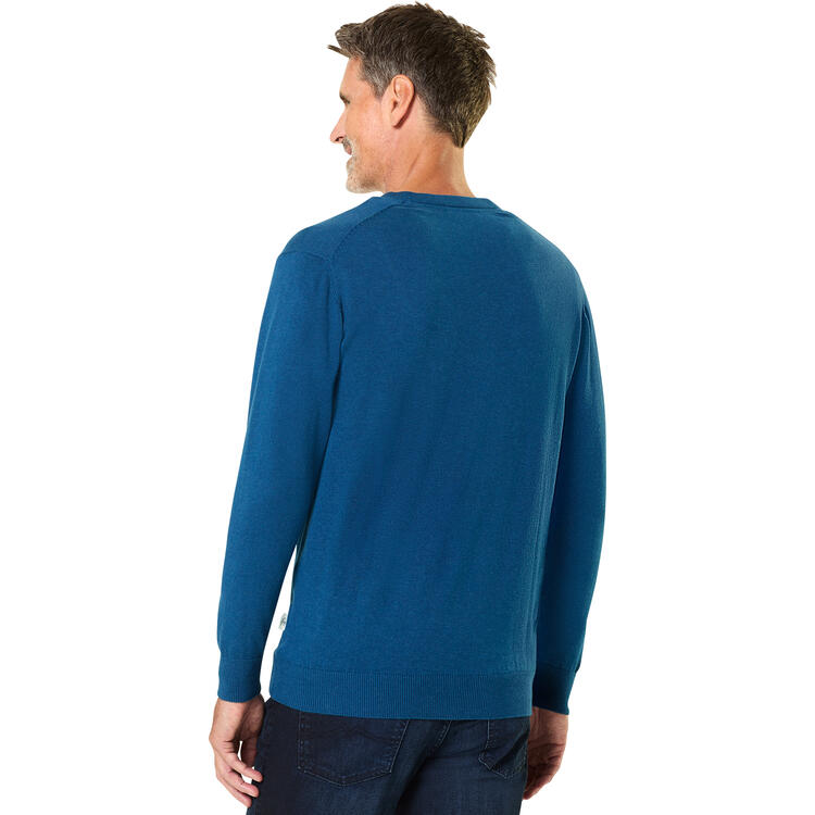 Auf diesem Bild sehen Sie Jacques Britt Herren Pullover mit V-Ausschnitt in der Farbe blau