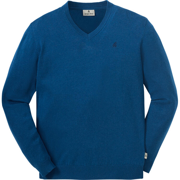 Auf diesem Bild sehen Sie Jacques Britt Herren Pullover mit V-Ausschnitt in der Farbe blau