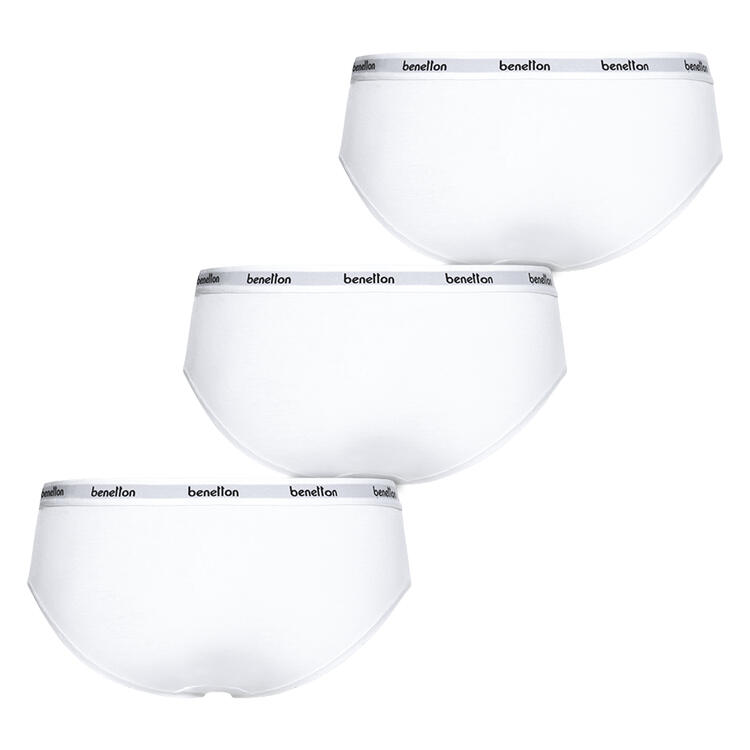 Auf diesem Bild sehen Sie Benetton 3er Pack Damen Slips hoch in der Farbe wei�