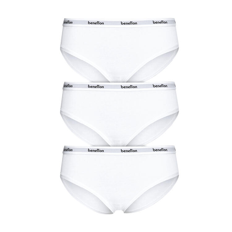 Auf diesem Bild sehen Sie Benetton 3er Pack Damen Slips hoch in der Farbe wei�