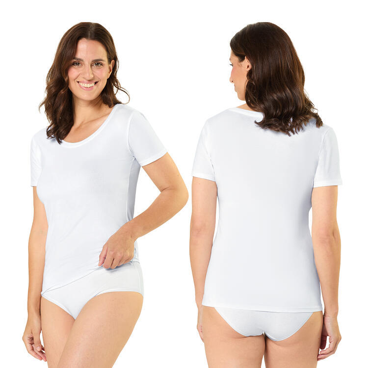 Auf diesem Bild sehen Sie Benetton 3er Pack Damen T-Shirts in der Farbe wei�