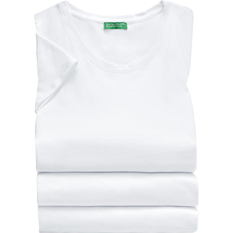 Auf diesem Bild sehen Sie Benetton 3er Pack Damen T-Shirts in der Farbe wei�