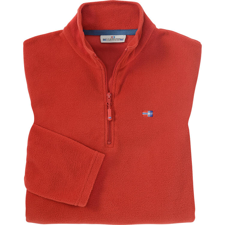 Auf diesem Bild sehen Sie  Spitzbergen Fleeceshirt mit Zipper f�r Damen und Herren  in der Farbe rot