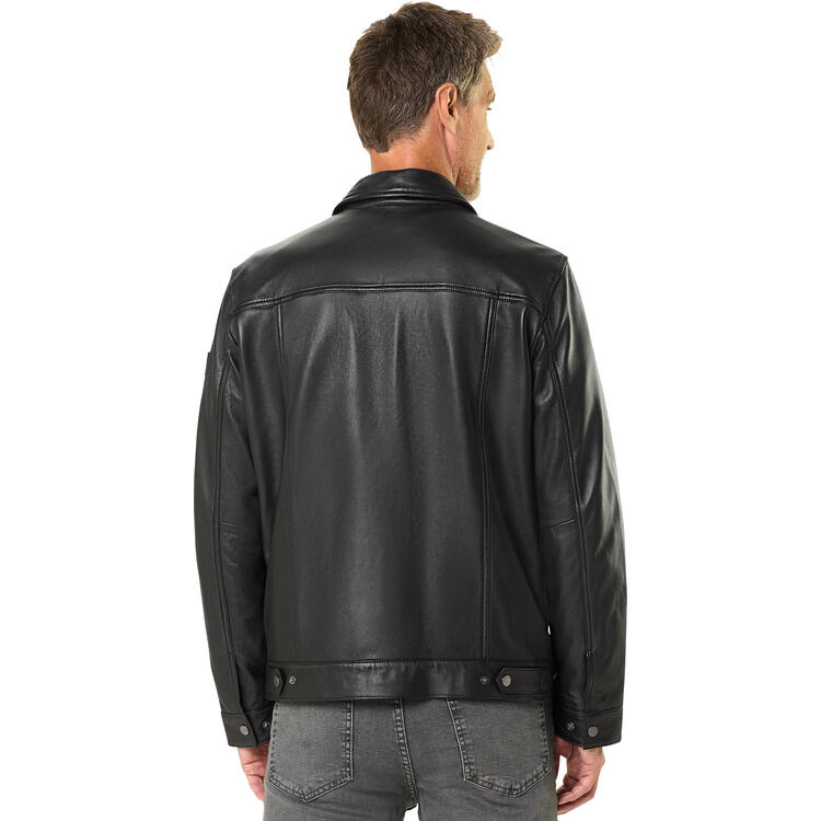 Auf diesem Bild sehen Sie Otto Kern Herren Lederjacke in der Farbe schwarz