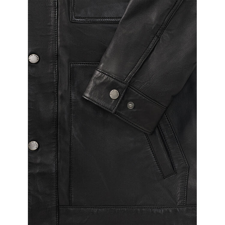 Auf diesem Bild sehen Sie Otto Kern Herren Lederjacke in der Farbe schwarz