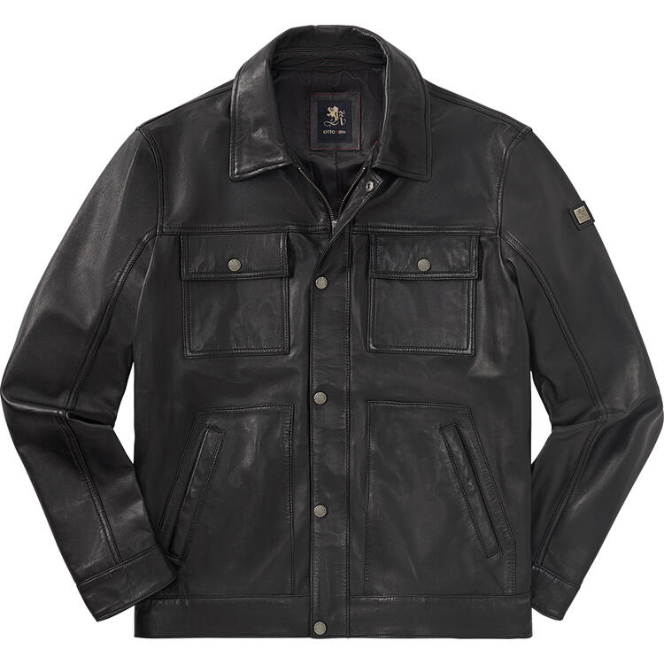 Auf diesem Bild sehen Sie Otto Kern Herren Lederjacke in der Farbe schwarz
