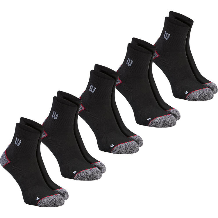 Auf diesem Bild sehen Sie 5er Pack Wilson Socken tief f�r Damen und Herren  in der Farbe schwarz