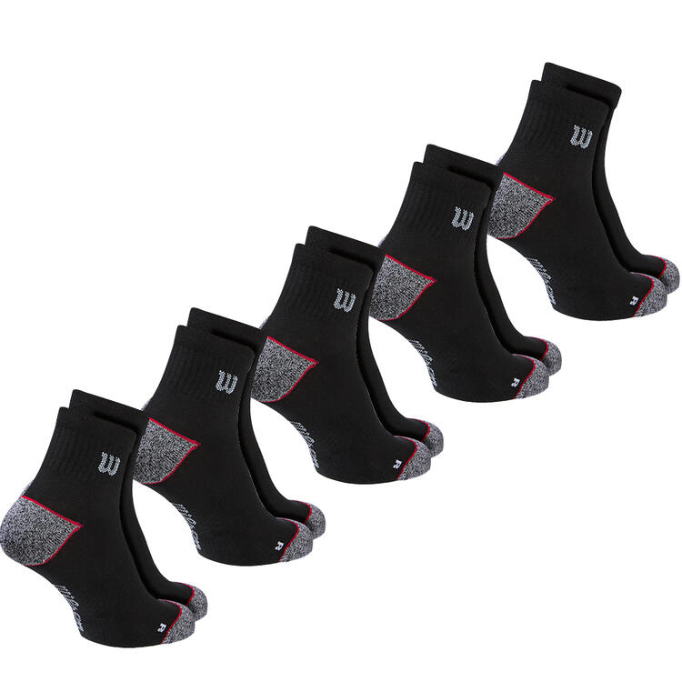 Auf diesem Bild sehen Sie 5er Pack Wilson Socken tief f�r Damen und Herren  in der Farbe schwarz