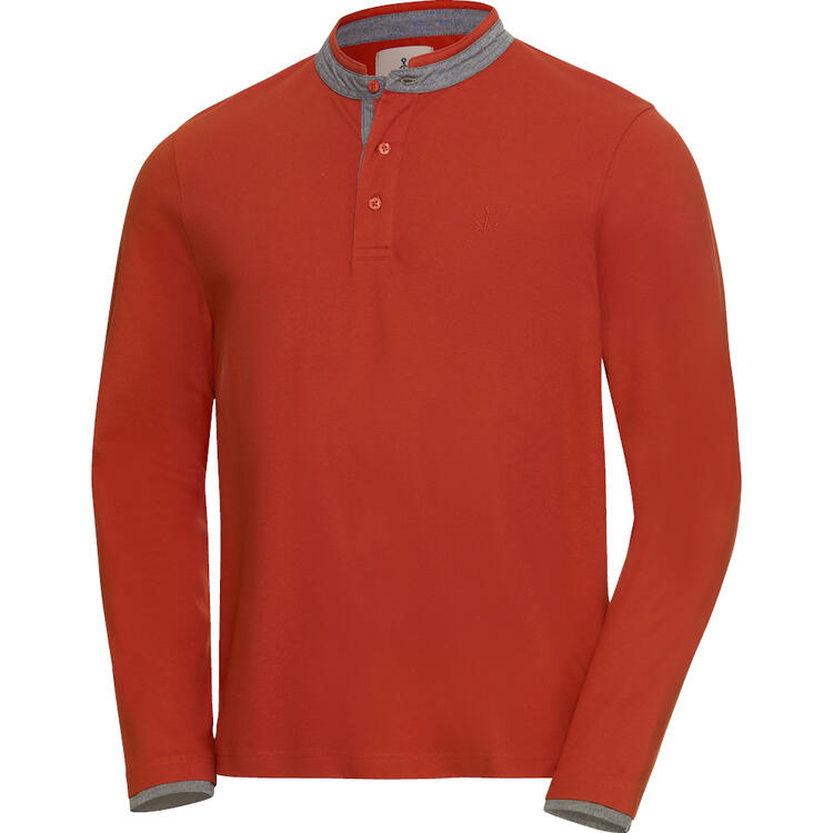 Auf diesem Bild sehen Sie Stone Rich Herren Henley Shirt langarm in der Farbe terrakotta