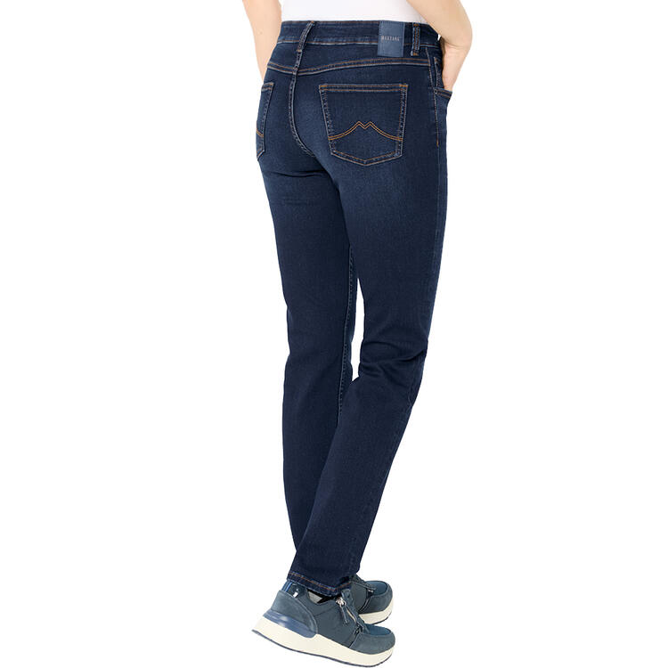 Auf diesem Bild sehen Sie Mustang Damen Stretch-Jeans in der Farbe dunkelblau