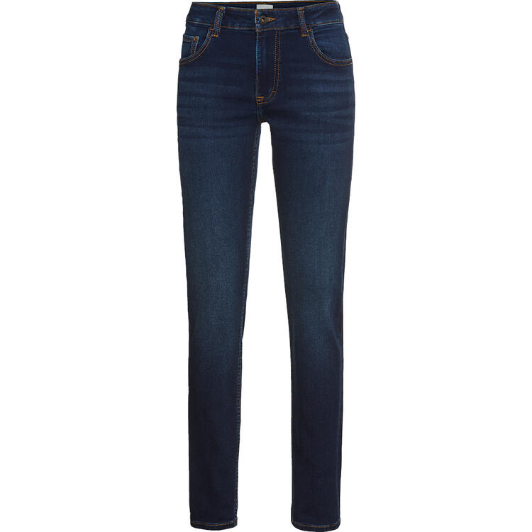 Auf diesem Bild sehen Sie Mustang Damen Stretch-Jeans in der Farbe dunkelblau