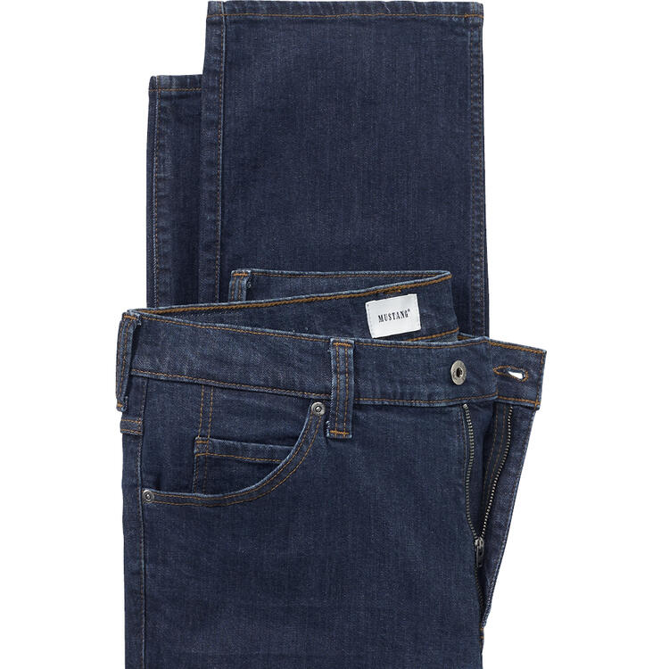 Auf diesem Bild sehen Sie Mustang Herren Stretch-Jeans in der Farbe dunkelblau