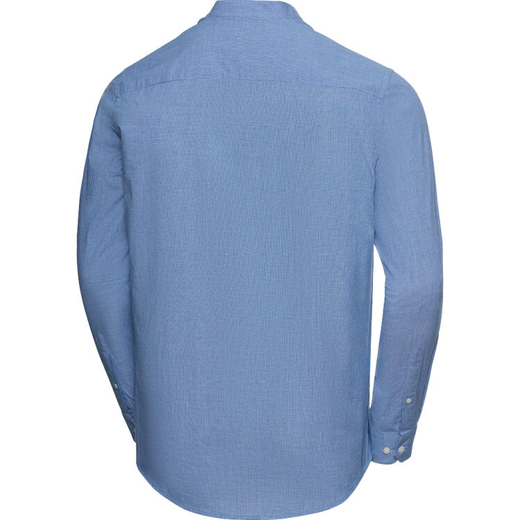 Auf diesem Bild sehen Sie Jacques Britt Herren Stehkragenhemd langarm in der Farbe blau
