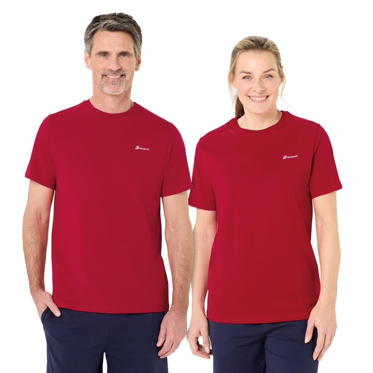 Auf diesem Bild sehen Sie Reusch T-Shirt kurzarm unisex,&nbsp;sportlich und atmungsaktiv&nbsp; in der Farbe rot