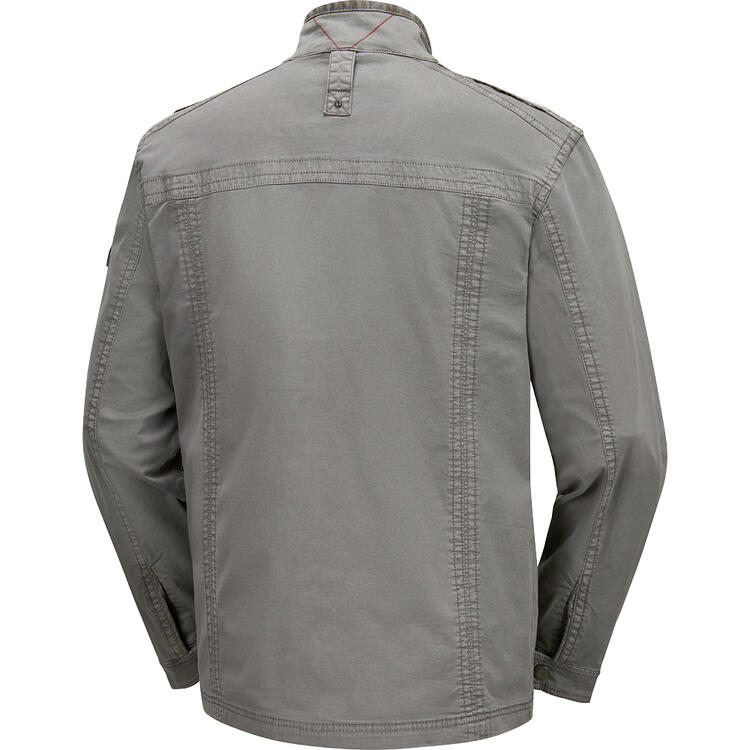 Auf diesem Bild sehen Sie Glattsand Herren Baumwoll-Jacke, hautfreundlich mit Stretch und praktischen Taschen in der Farbe grau