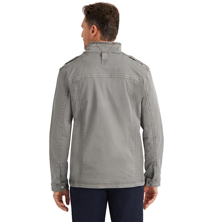 Auf diesem Bild sehen Sie Glattsand Herren Baumwoll-Jacke, hautfreundlich mit Stretch und praktischen Taschen in der Farbe grau