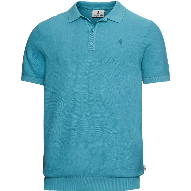Auf diesem Bild sehen Sie Jacques Britt Herren Strick-Poloshirt kurzarm in der Farbe t�rkis