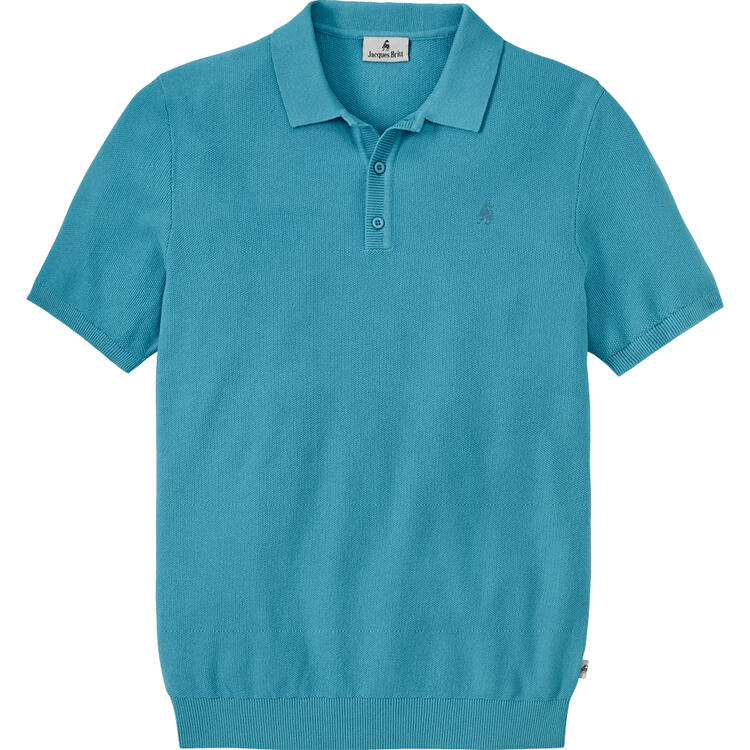 Auf diesem Bild sehen Sie Jacques Britt Herren Strick-Poloshirt kurzarm in der Farbe t�rkis