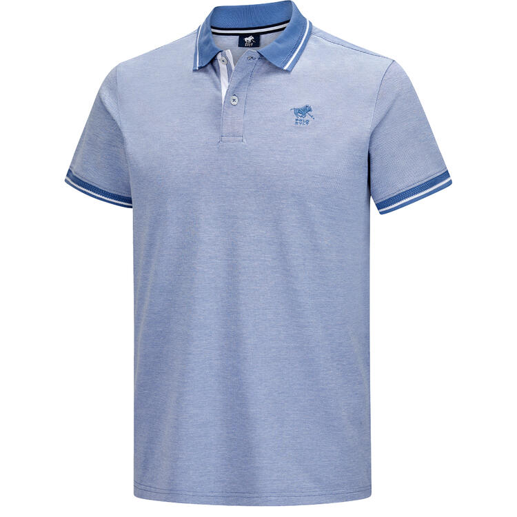 Auf diesem Bild sehen Sie Polo Sylt Herren Poloshirt Melange, atmungsaktiv und pflegeleicht in der Farbe hellblau