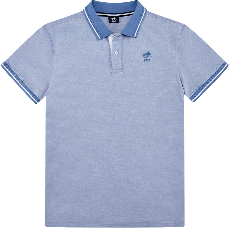 Auf diesem Bild sehen Sie Polo Sylt Herren Poloshirt Melange, atmungsaktiv und pflegeleicht in der Farbe hellblau