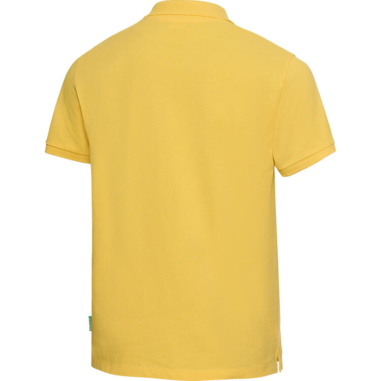 Auf diesem Bild sehen Sie Benetton Poloshirt kurzarm unisex, unifarben aus 100% Baumwolle&nbsp; in der Farbe gelb
