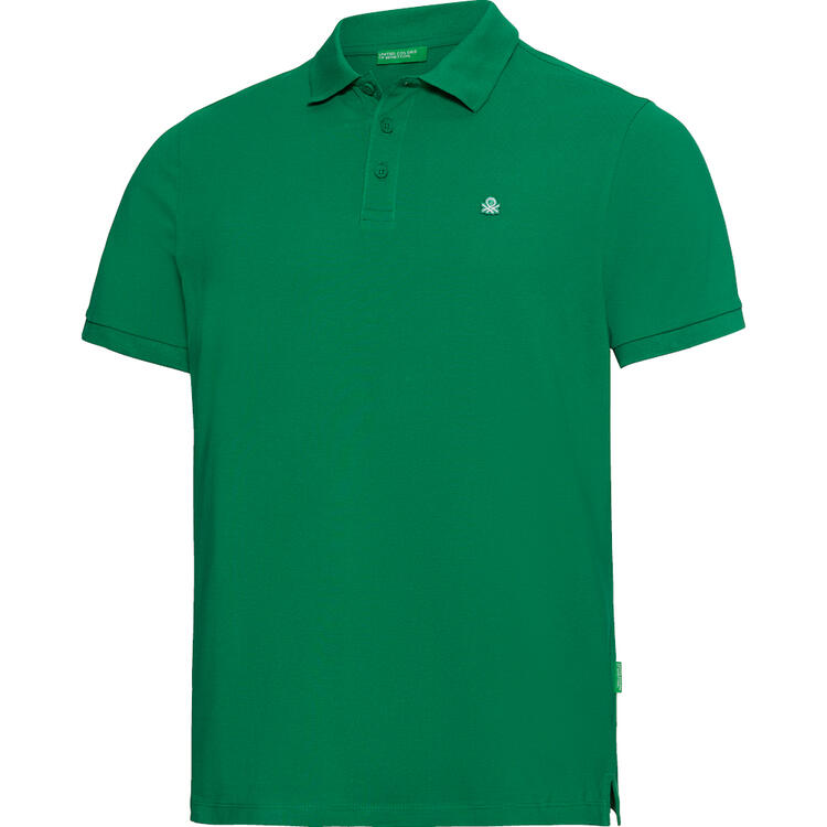 Auf diesem Bild sehen Sie Benetton Poloshirt kurzarm unisex, unifarben aus 100% Baumwolle&nbsp; in der Farbe gr�n