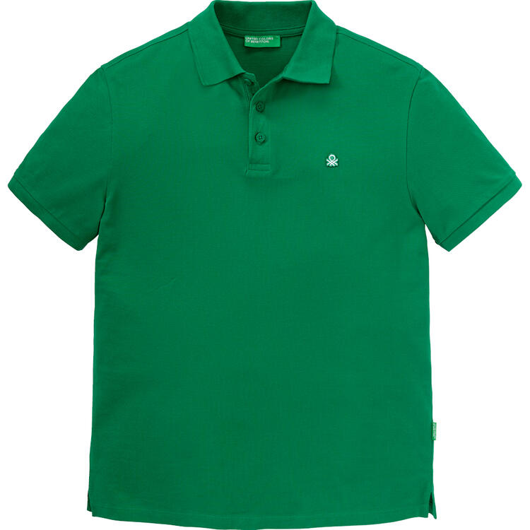 Auf diesem Bild sehen Sie Benetton Poloshirt kurzarm unisex, unifarben aus 100% Baumwolle&nbsp; in der Farbe gr�n