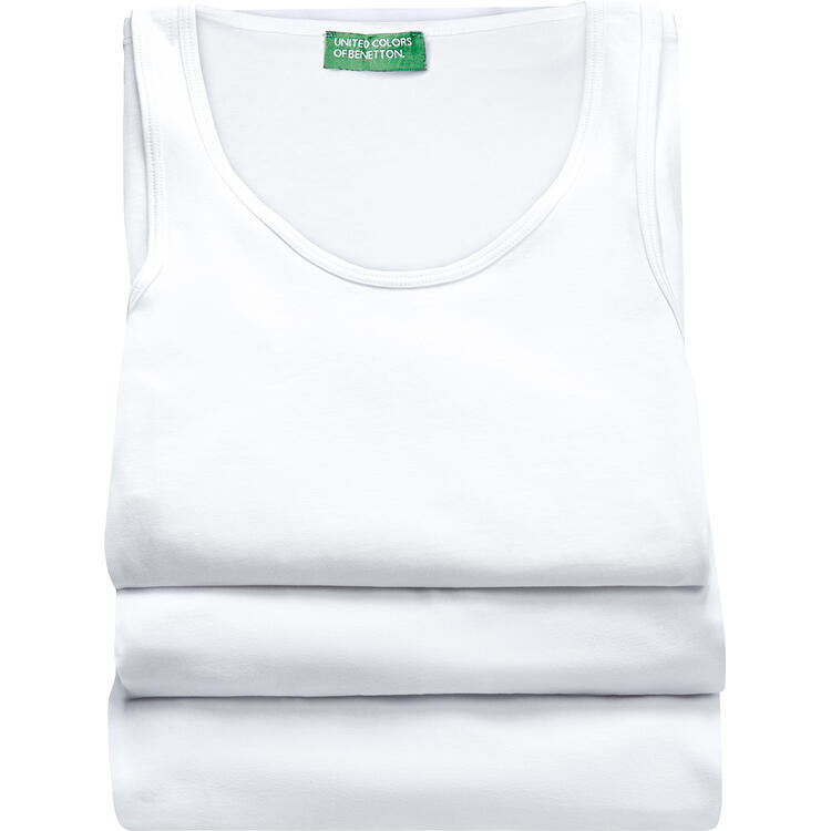 Auf diesem Bild sehen Sie Benetton 3er Pack Damen Tr�gershirts in der Farbe wei�