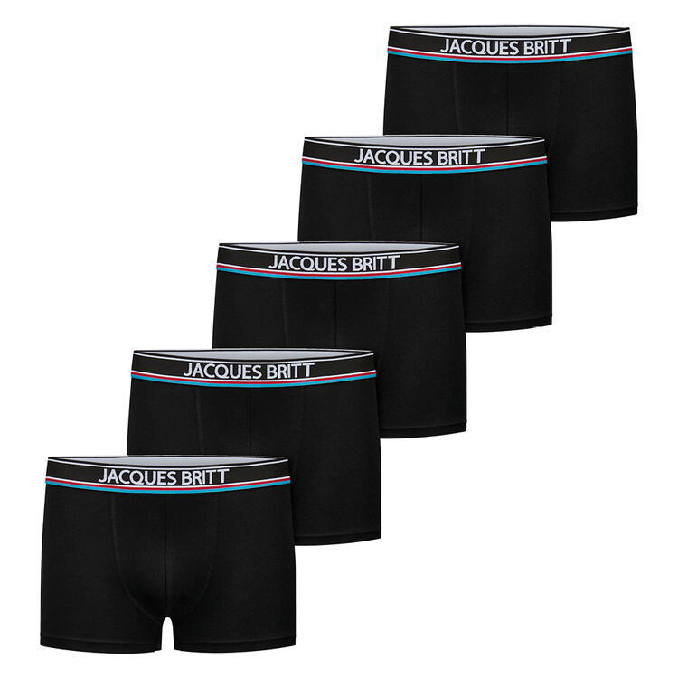 Auf diesem Bild sehen Sie Jacques Britt 5er Pack Boxershorts, Baumwolle mit Stretch in der Farbe schwarz