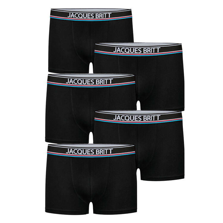 Auf diesem Bild sehen Sie Jacques Britt 5er Pack Boxershorts, Baumwolle mit Stretch in der Farbe schwarz