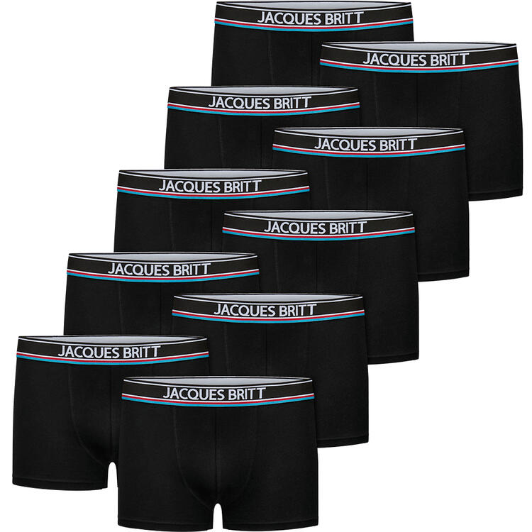 Auf diesem Bild sehen Sie Jacques Britt 10er Pack Boxershorts, Baumwolle mit Stretch in der Farbe schwarz