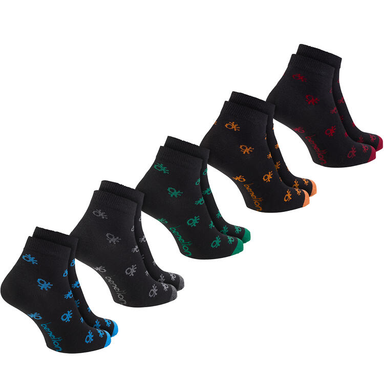 Auf diesem Bild sehen Sie Benetton 5er Pack Socken gemustert tief in der Farbe Farb Mix