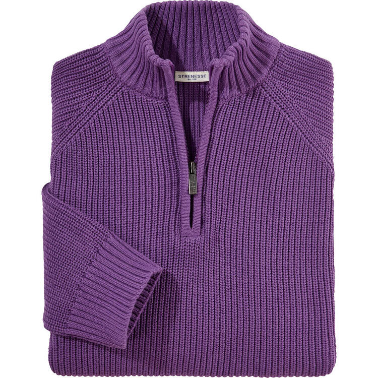 Auf diesem Bild sehen Sie Strenesse Blue Damen Stehkragenpullover mit Zipp in der Farbe lila