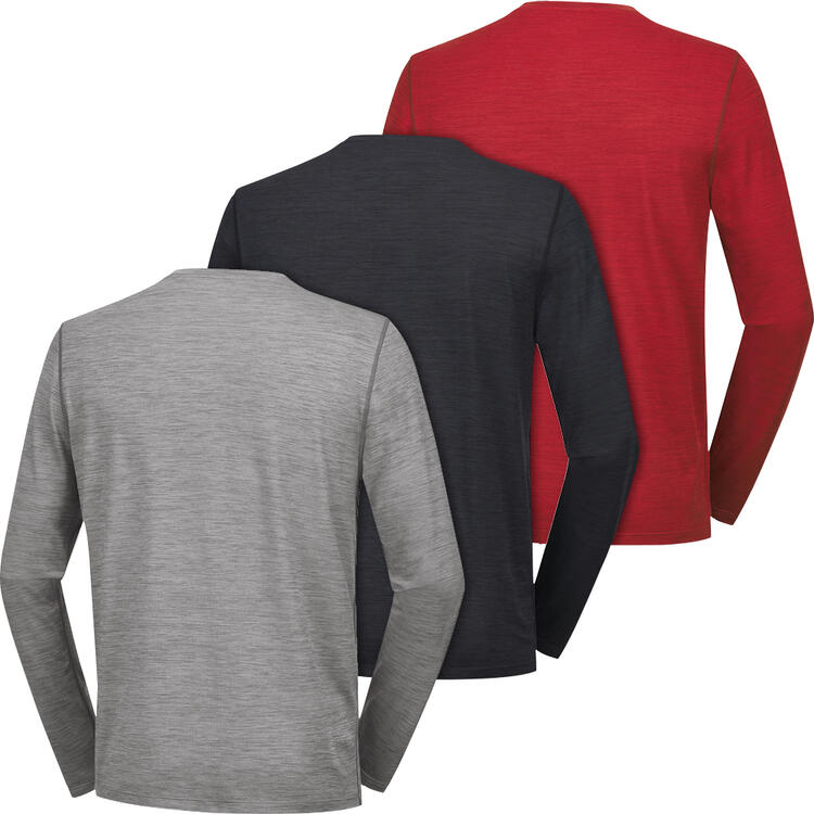 Auf diesem Bild sehen Sie Spitzbergen 3er Pack Herren Funktionsshirts langarm, schnelltrocknend mit Stretch in der Farbe gemischt