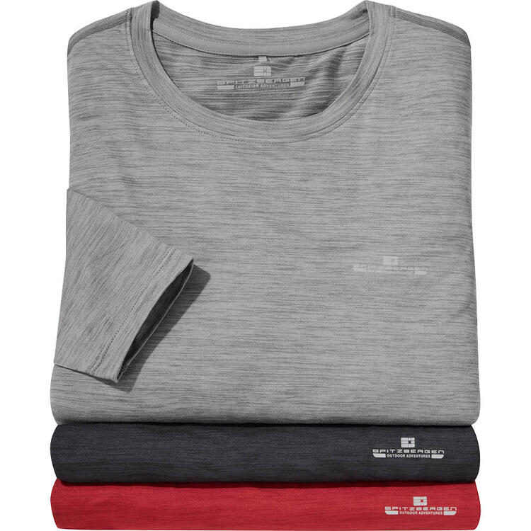 Auf diesem Bild sehen Sie Spitzbergen 3er Pack Herren Funktionsshirts langarm, schnelltrocknend mit Stretch in der Farbe gemischt