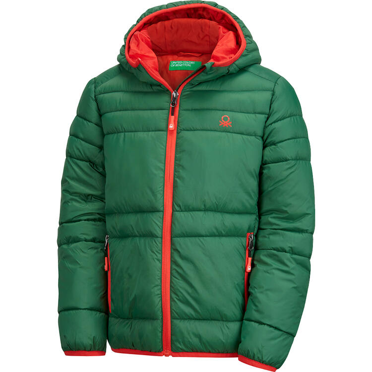 Auf diesem Bild sehen Sie Benetton Kinder Steppjacke, w�rmend und windabweisend in der Farbe gr�n