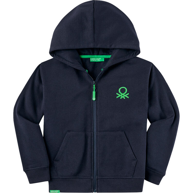 Auf diesem Bild sehen Sie Benetton Kinder Sweatjacke in der Farbe marine