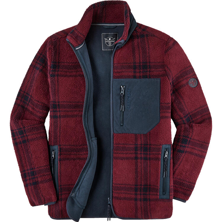 Auf diesem Bild sehen Sie Chiemsee Herren Karo Fleecejacke in der Farbe dunkelrot