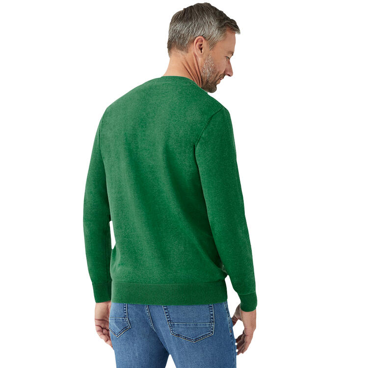 Auf diesem Bild sehen Sie Benetton Herren Pullover Rundhals, mit feinem Strick aus 100% Baumwolle in der Farbe gr�n
