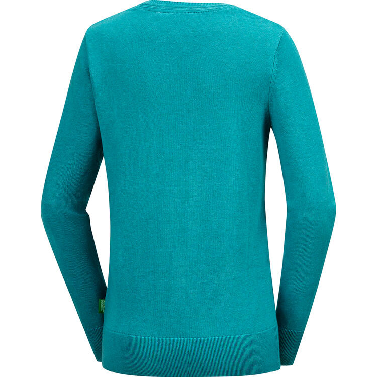 Auf diesem Bild sehen Sie Benetton Damen Pullover Rundhals, mit feinem Strick aus 100% Baumwolle  in der Farbe t�rkis