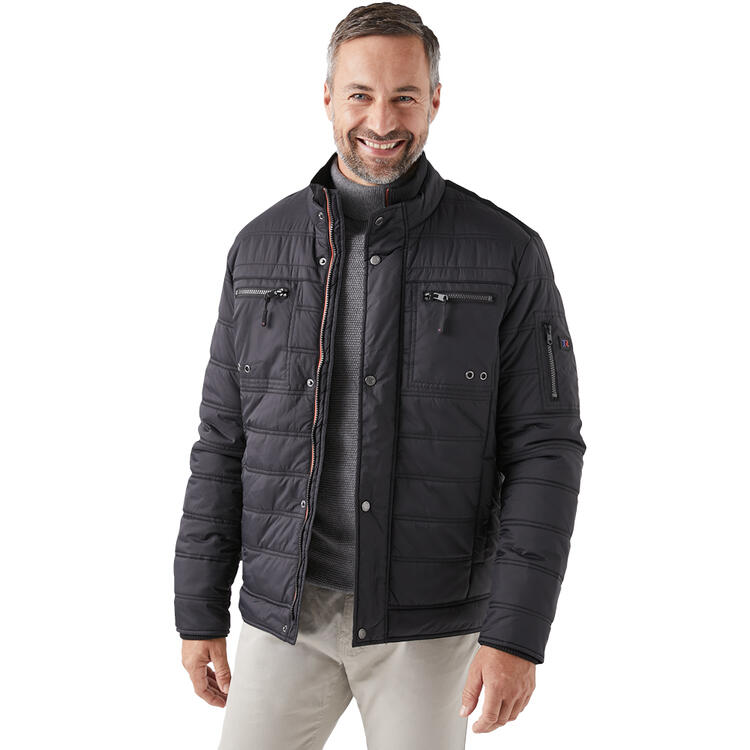 Auf diesem Bild sehen Sie Tom Ramsey Herren Steppjacke mit Stehkragen in der Farbe schwarz