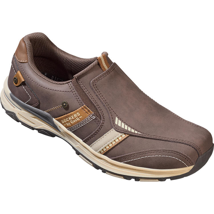 Auf diesem Bild sehen Sie Dockers by Gerli Herren Leder-Slipper in der Farbe braun