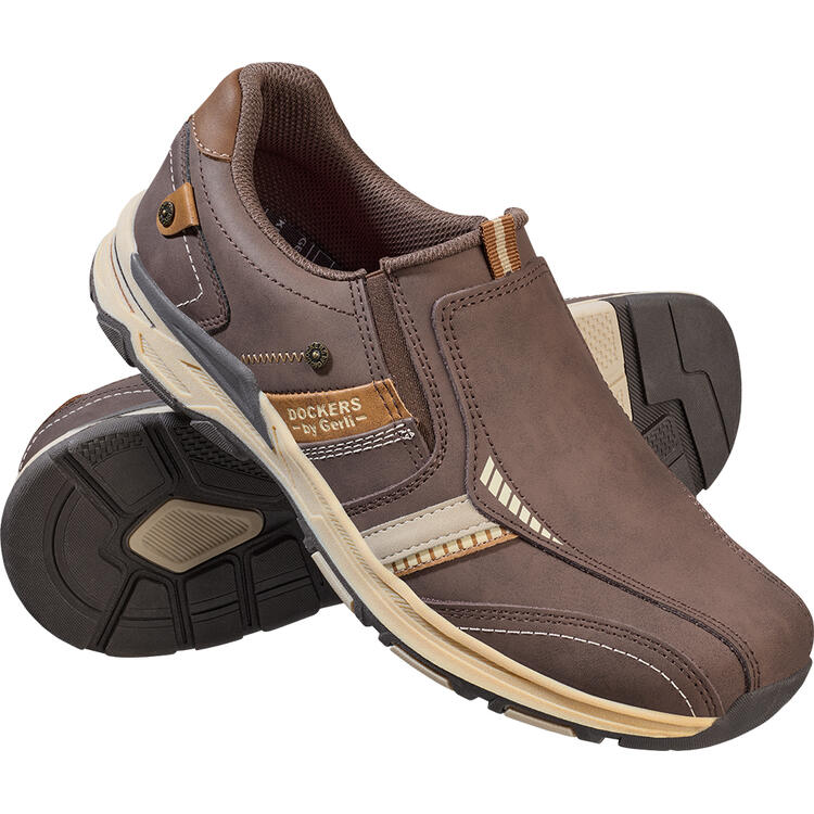 Auf diesem Bild sehen Sie Dockers by Gerli Herren Leder-Slipper in der Farbe braun