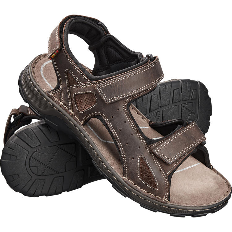 Auf diesem Bild sehen Sie Franco Bettoni Herren Ledersandale in der Farbe braun