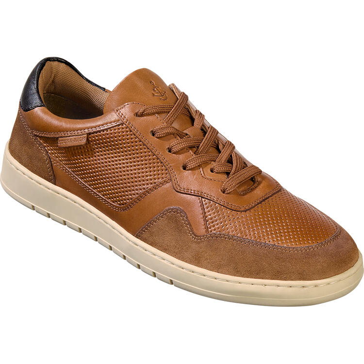 Auf diesem Bild sehen Sie Stone Rich Herren Leder-Sneaker in der Farbe cognac