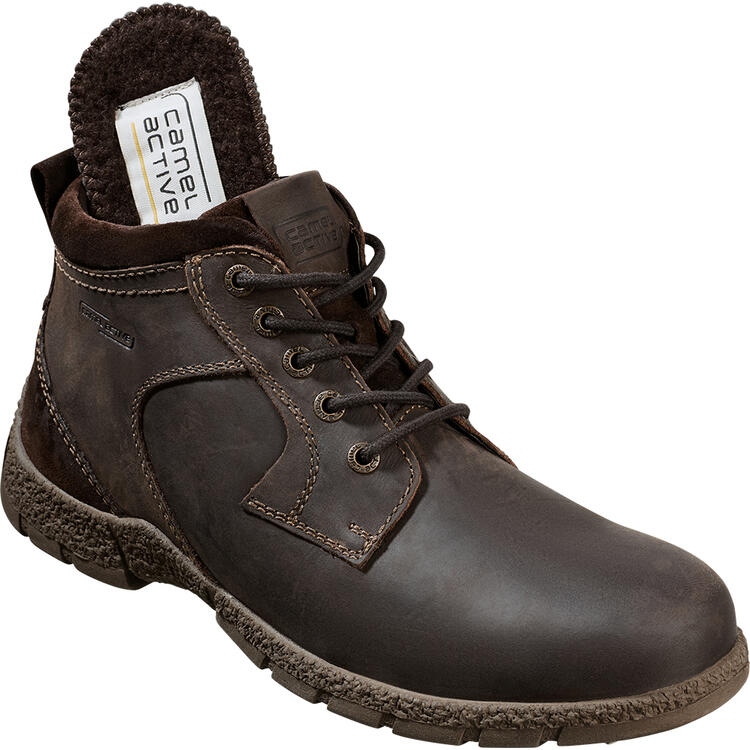 Auf diesem Bild sehen Sie Camel active Herren Leder-Stiefelette in der Farbe dunkelbraun