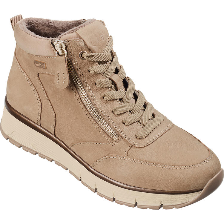 Auf diesem Bild sehen Sie Jana Damen Leder-Stiefelette in der Farbe cognac